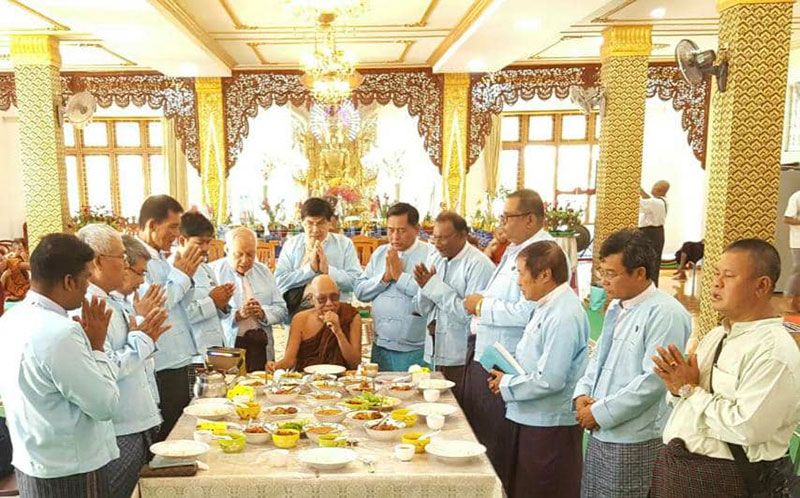 ပြည်ထောင်စု သမ္မတ မြန်မာနိုင်ငံတော်ဘာသာပေါင်းစုံချစ်ကြည်ညီညွတ်ရေးအဖွဲ့ သည် ရန်ကုန်တိုင်းဒေသကြီး၊မရမ်းကုန်းခရိုင်၊လှိုင်မြို့နယ်ဘူတာရုံလမ်းရှိ၊ဇေယျဝတီကျောင်းတိုက်တွင်ကျင်းပဆောင်ရွက်သော နေ့/ညအသံမစဲမဟာပဌာန်း၊ရွတ်ဖတ်ပူဇော်မှုပိတ်သိမ်း ပွဲသို့ တက်ရောက်